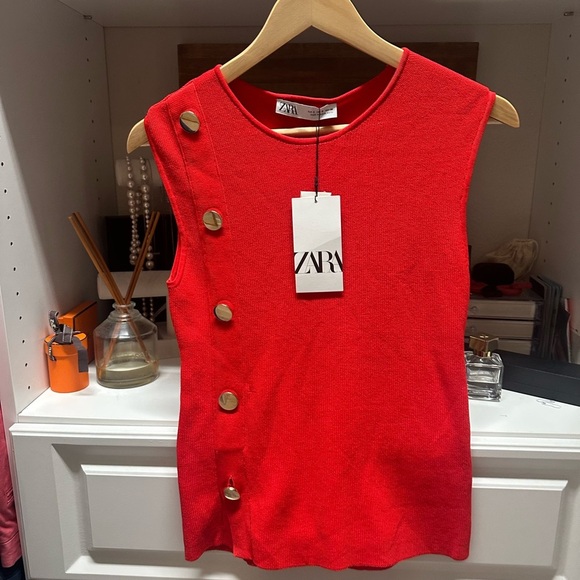 Zara Red Sleeveless Tank Top - Picture 2 of 6
